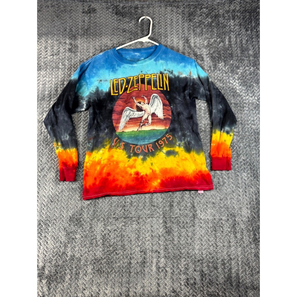 Led Zeppelin Shirt Mens XS Multicolor Tie Dye Icarus US Tour 1975 Graphic Cotton